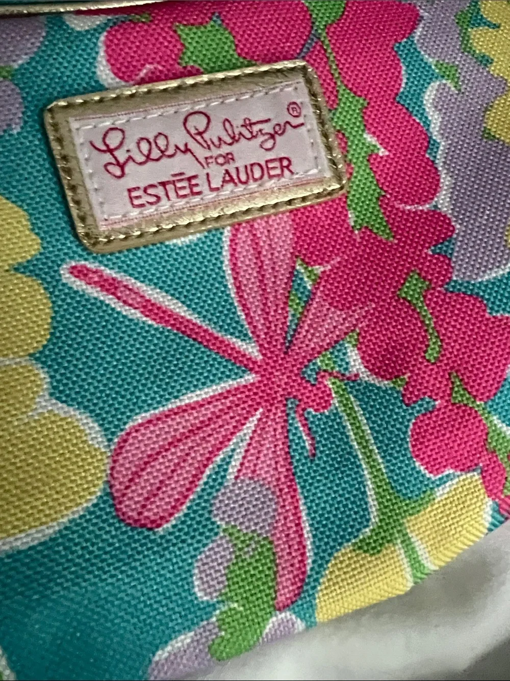 Lilly Pulitzer for Estee Lauder | Bright Floral Cosmetic Case Teal Pink Yellow
